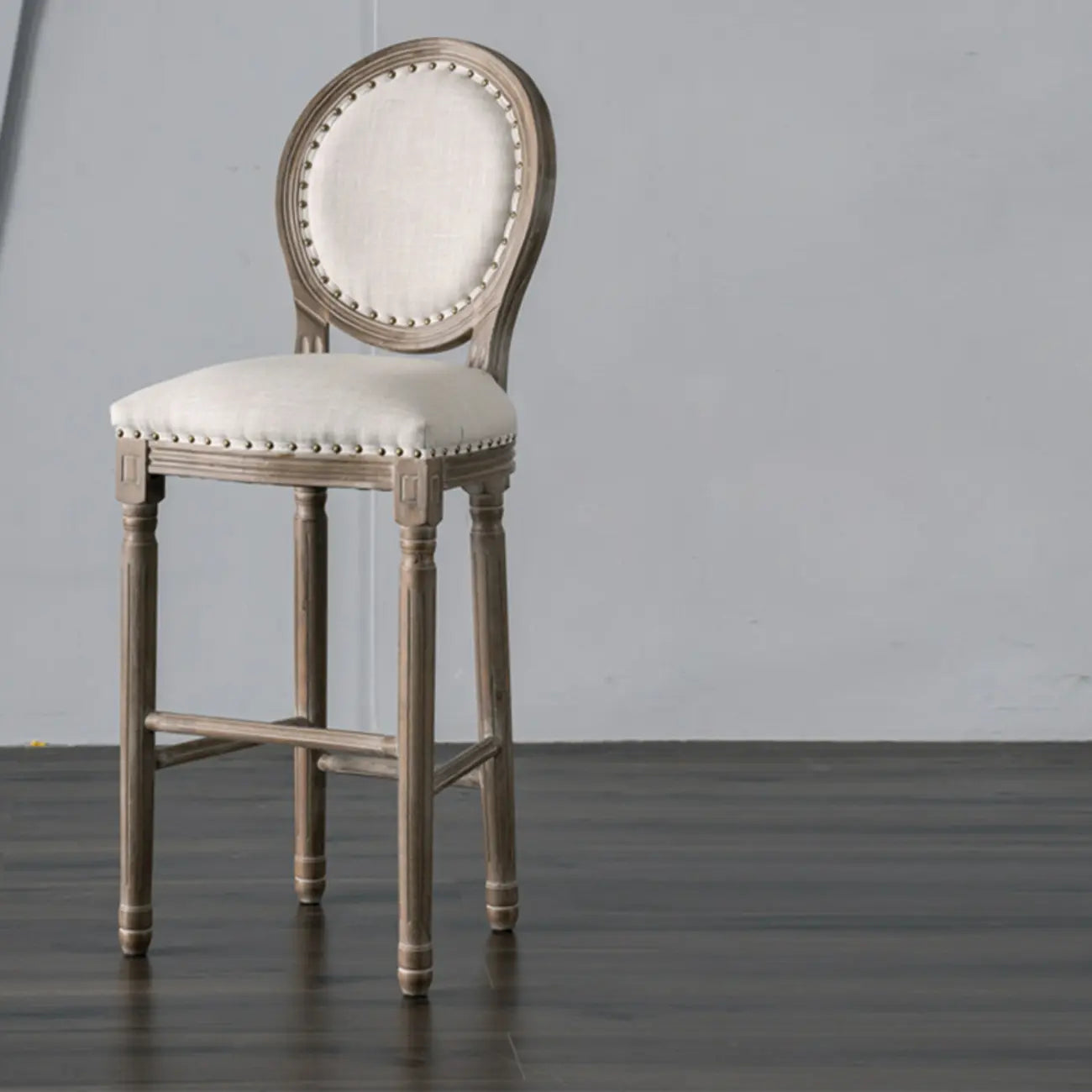 White French Country Solid Wood Counter Bar Stools with Back