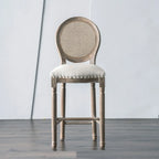 White French Country Solid Wood Counter Bar Stools with Back