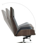 High-Back Black Leather Adjustable Swivel Office Chair