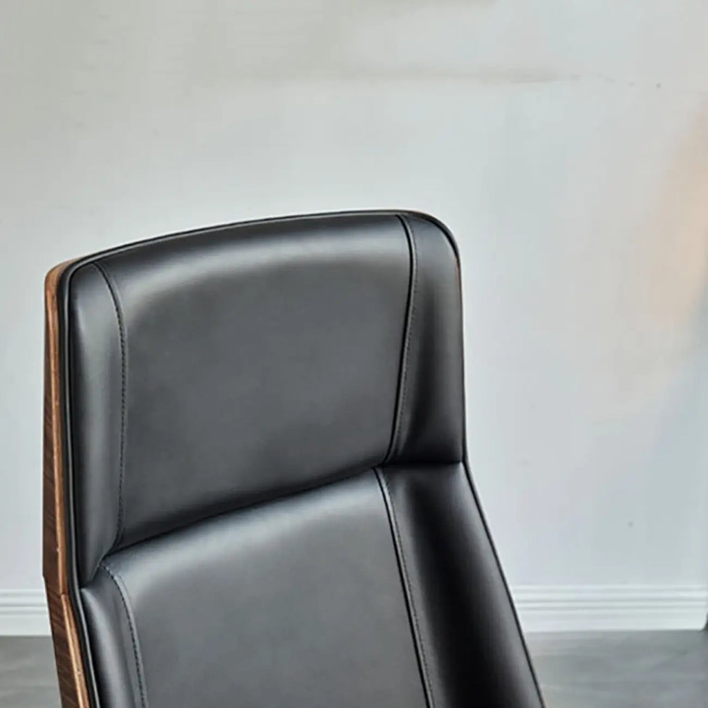 High-Back Black Leather Adjustable Swivel Office Chair