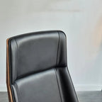 High-Back Black Leather Adjustable Swivel Office Chair