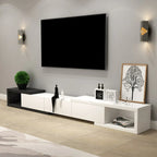 102 White Long Wooden Open Storage TV Stand with Drawers