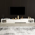 102 White Long Wooden Open Storage TV Stand with Drawers