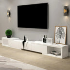 102 White Long Wooden Open Storage TV Stand with Drawers