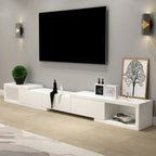 102 White Long Wooden Open Storage TV Stand with Drawers