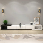 102 White Long Wooden Open Storage TV Stand with Drawers
