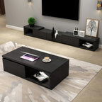 102 White Long Wooden Open Storage TV Stand with Drawers