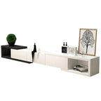 102 White Long Wooden Open Storage TV Stand with Drawers