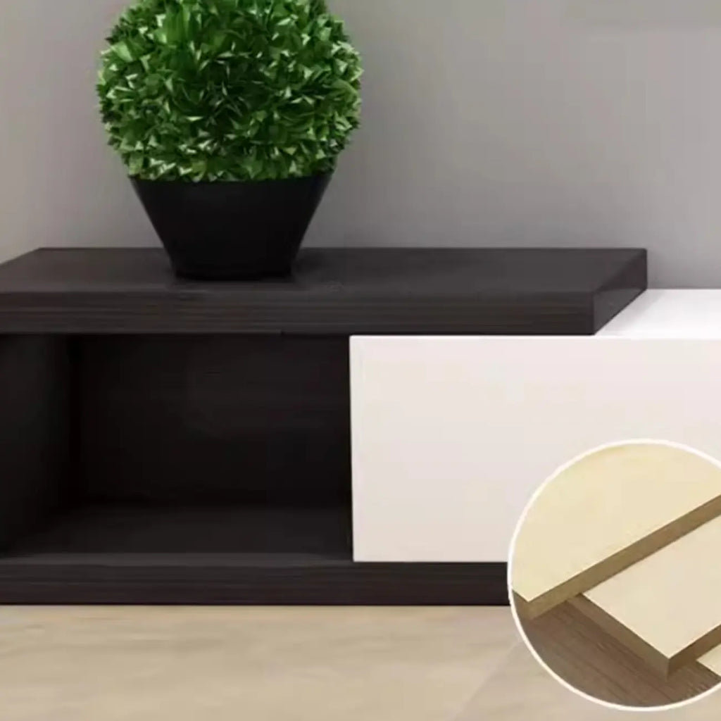 102 White Long Wooden Open Storage TV Stand with Drawers