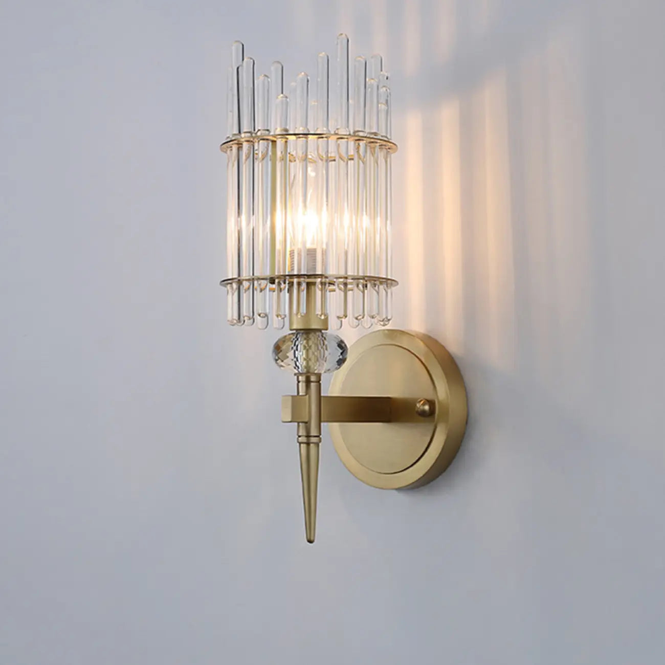 Elegant Gold Glass Wall Sconce with Rotary Switch