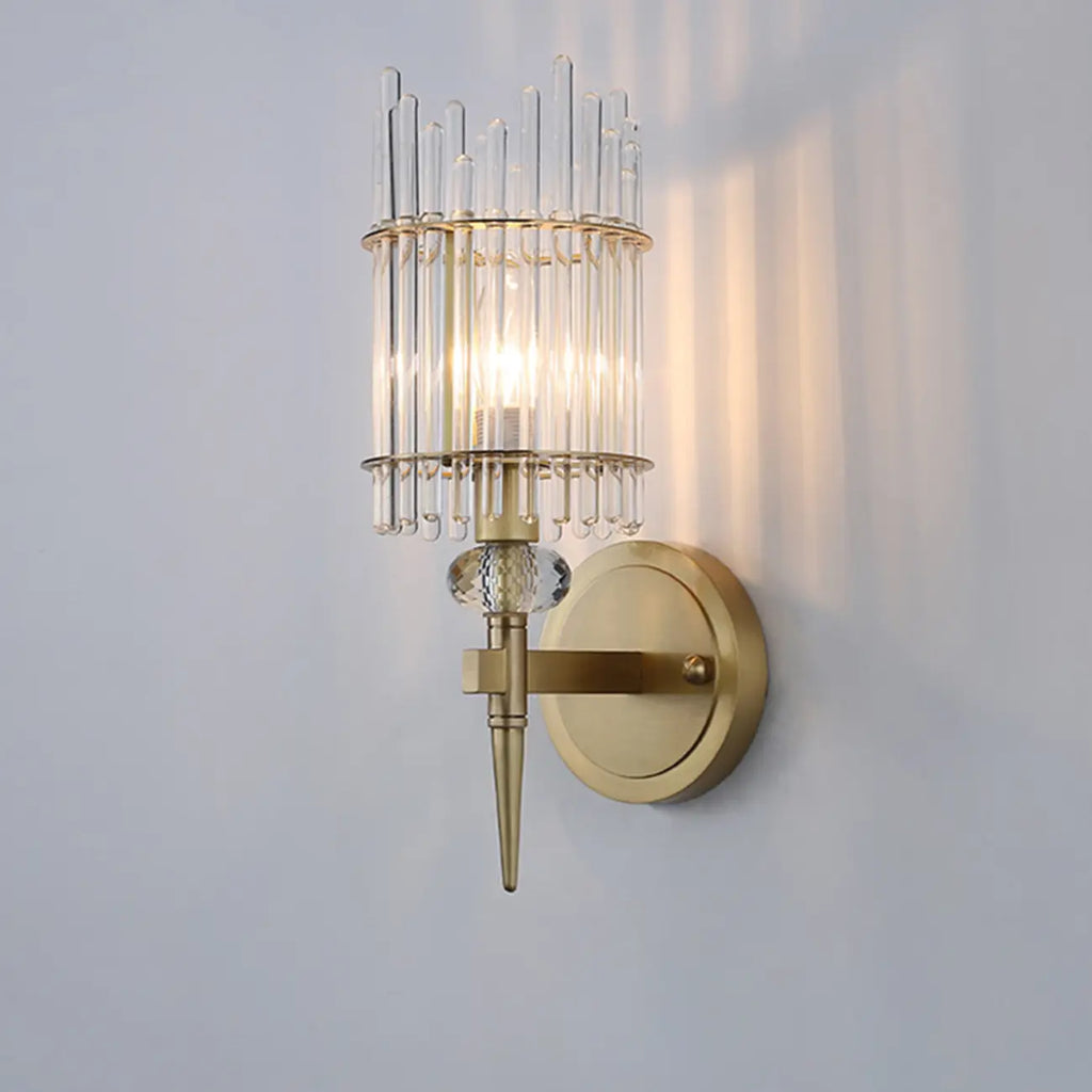 Elegant Gold Glass Wall Sconce with Rotary Switch