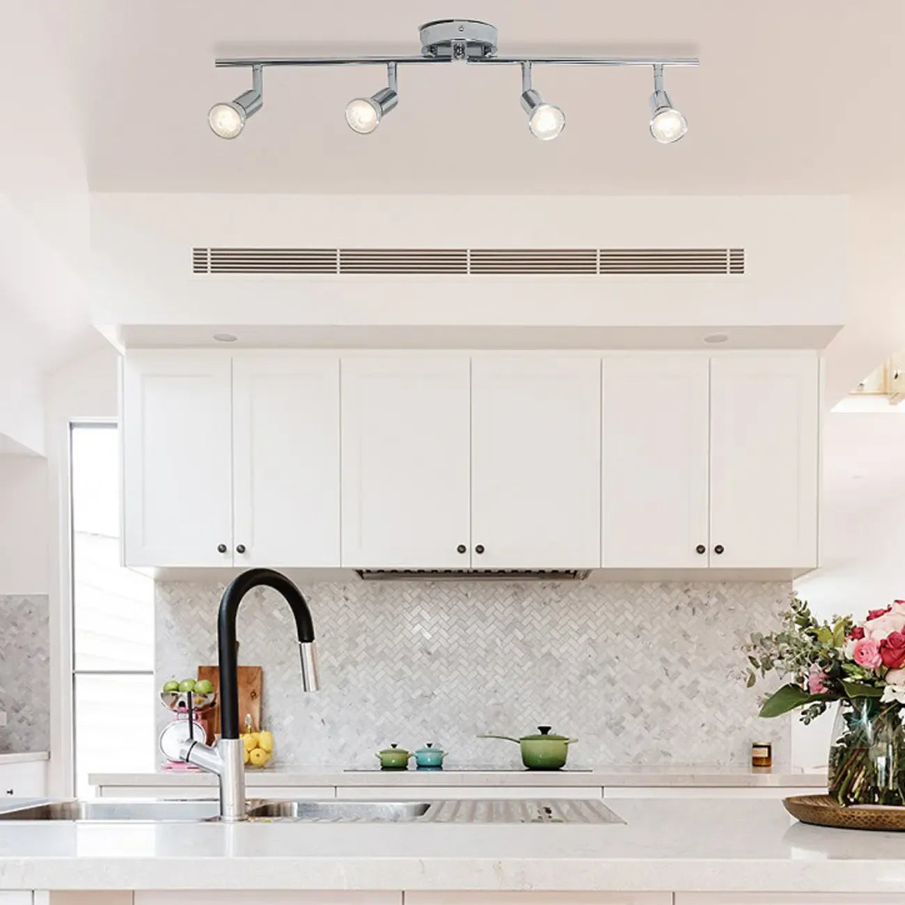 Adjustable Modern Chrome Semi Flush Mount Ceiling Track Light