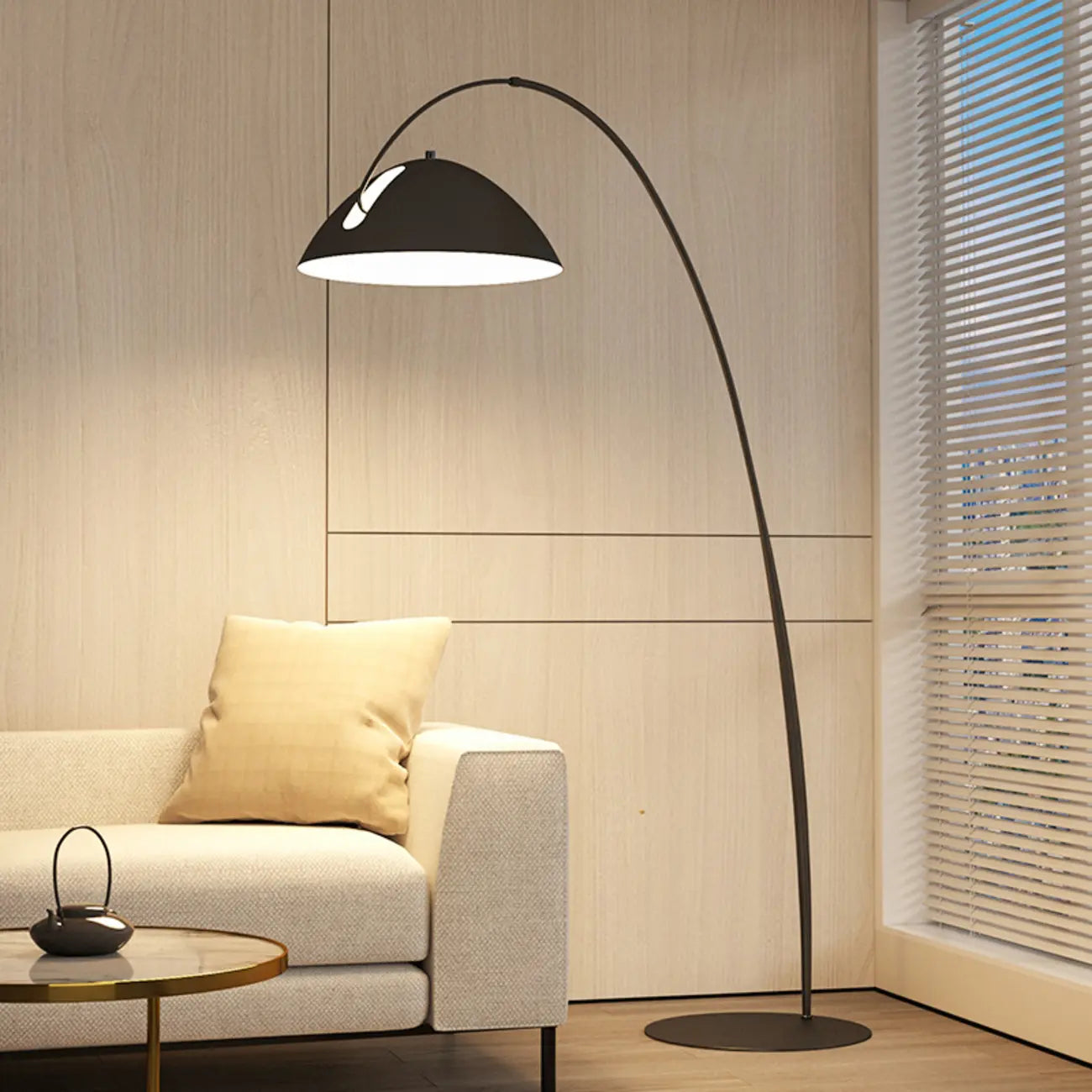 Adjustable Black Arc LED Floor Lamp for Living Room Decor