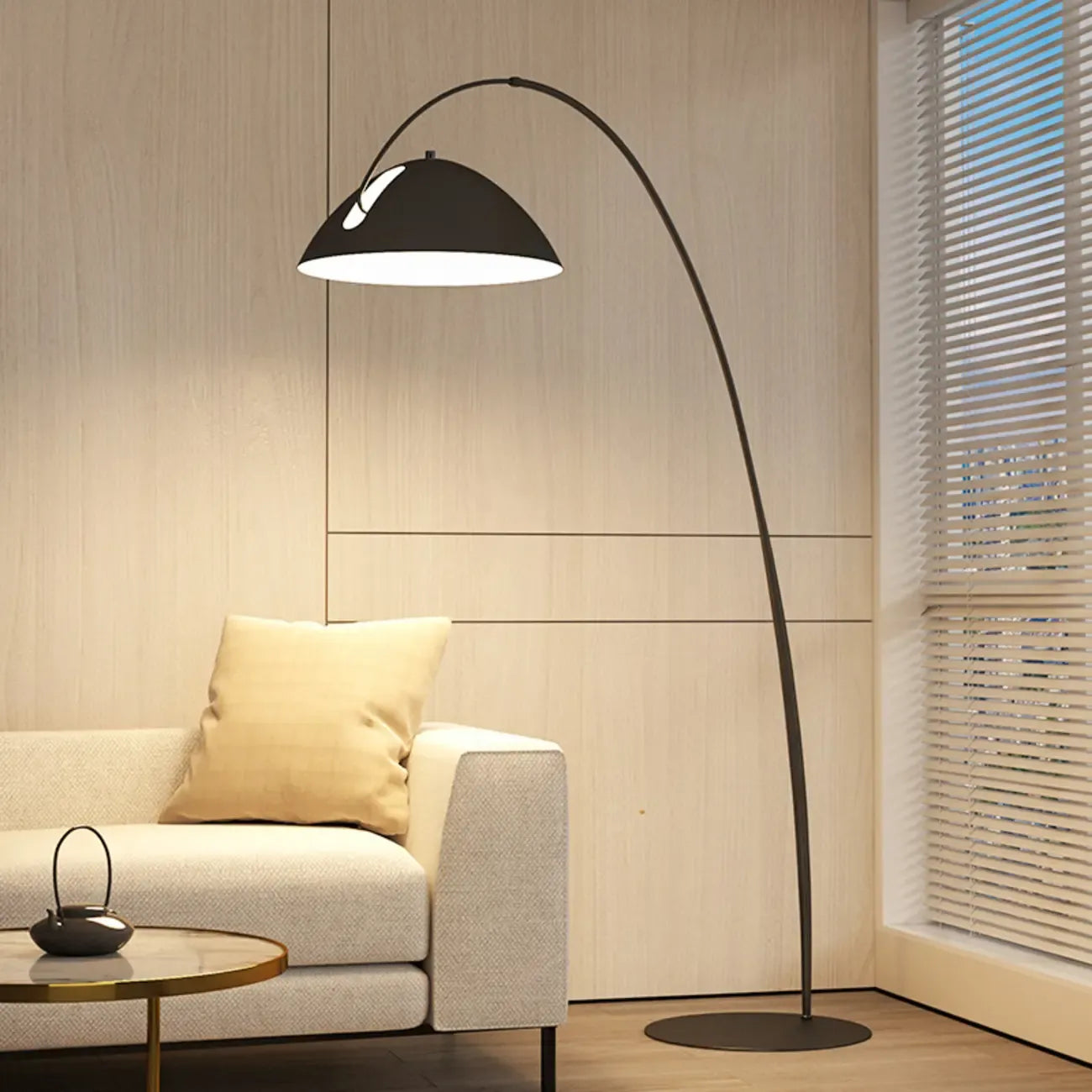 Adjustable Black Arc LED Floor Lamp for Living Room Decor