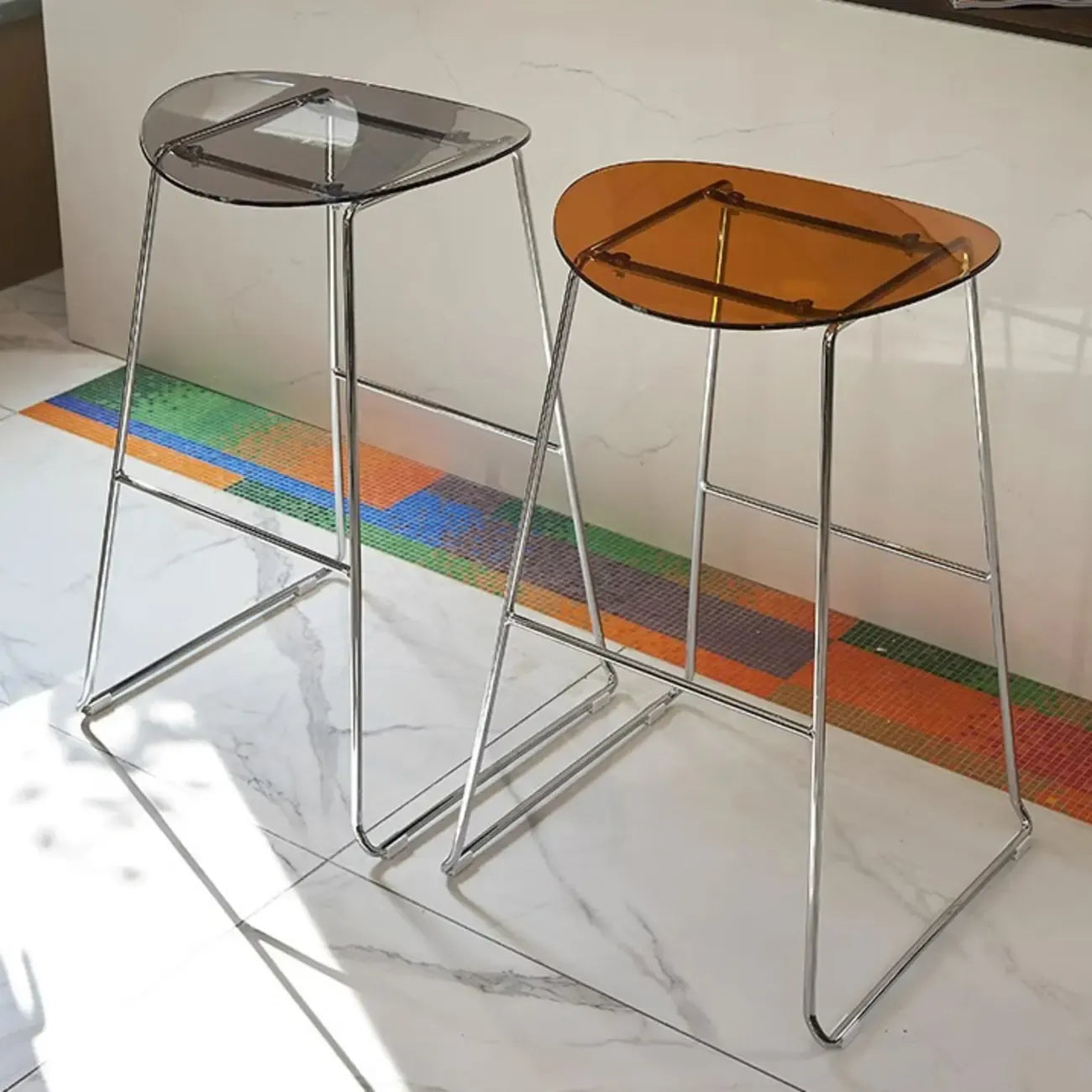 Modern Minimalist Backless Sled Sleek Acrylic Bar Stool