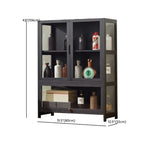Contemporary 5 Shelves Bamboo Glass Black Curio Cabinet