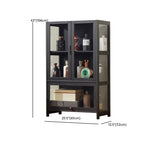Contemporary 5 Shelves Bamboo Glass Black Curio Cabinet