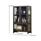 Contemporary 5 Shelves Bamboo Glass Black Curio Cabinet