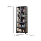 Contemporary 5 Shelves Bamboo Glass Black Curio Cabinet