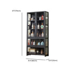 Contemporary 5 Shelves Bamboo Glass Black Curio Cabinet