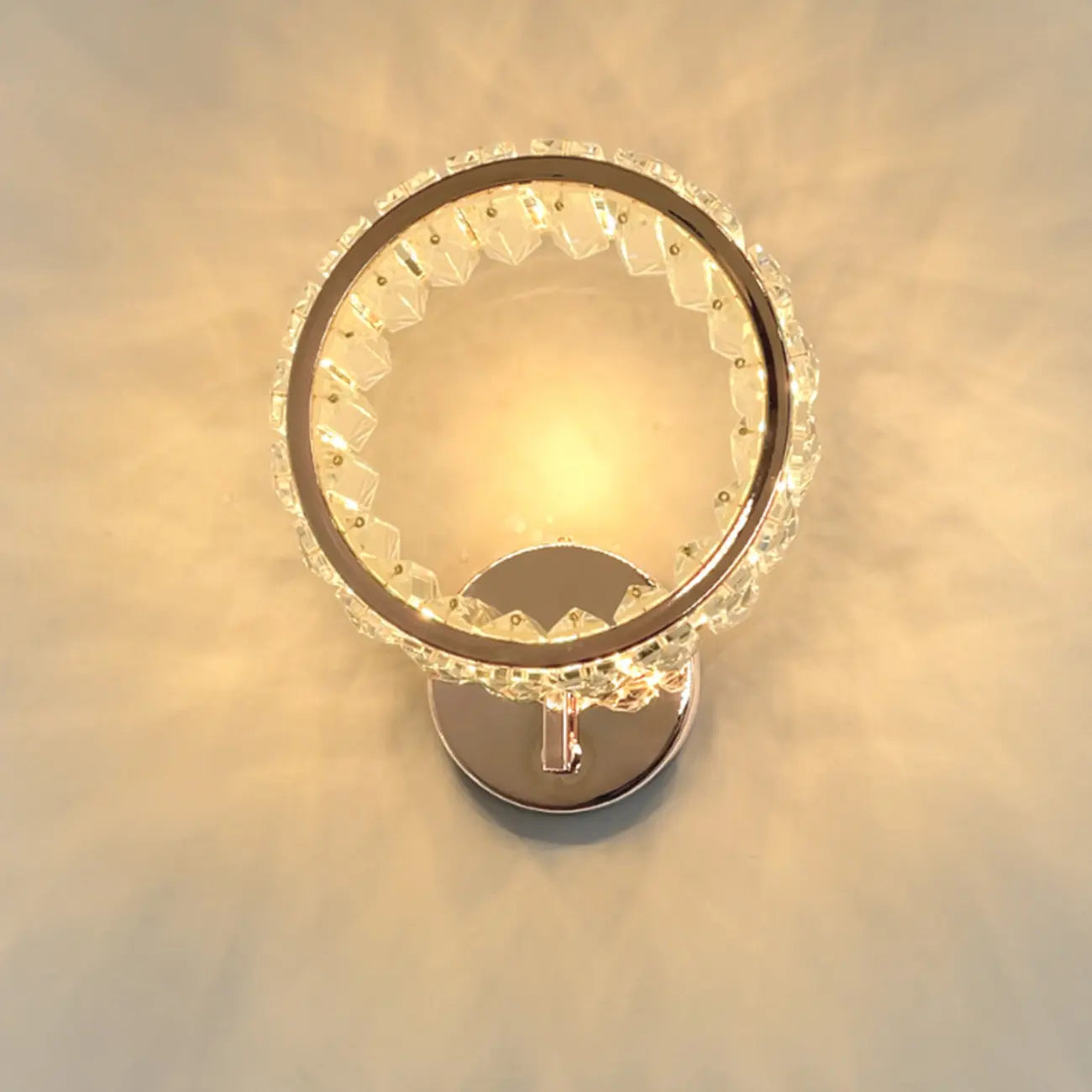 Dimmable Round Crystal Wall Sconce for Living Spaces Decor