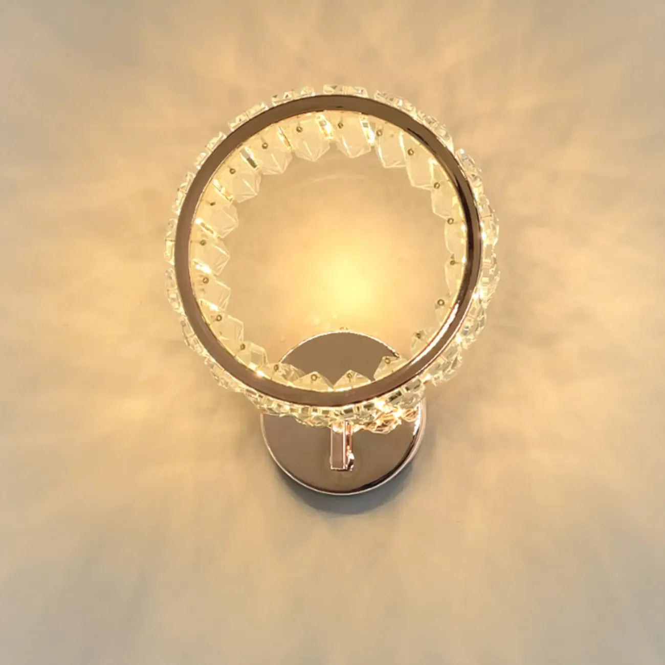Dimmable Round Crystal Wall Sconce for Living Spaces Decor