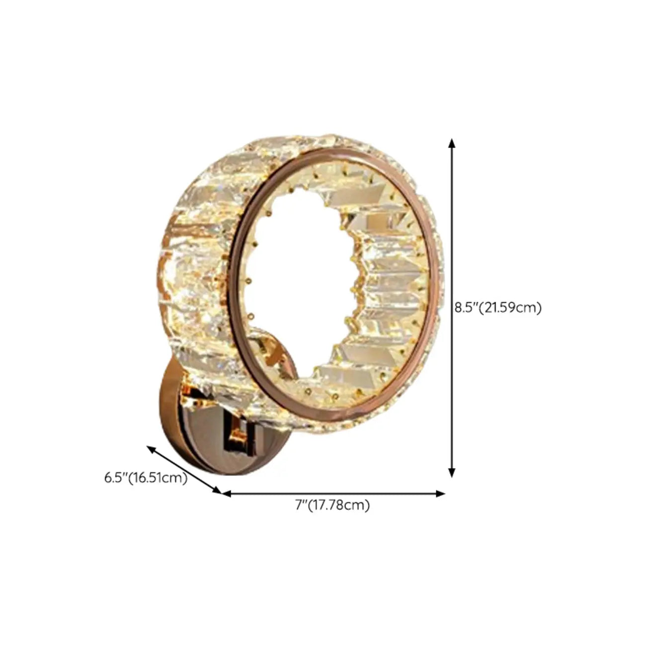 Dimmable Round Crystal Wall Sconce for Living Spaces Decor