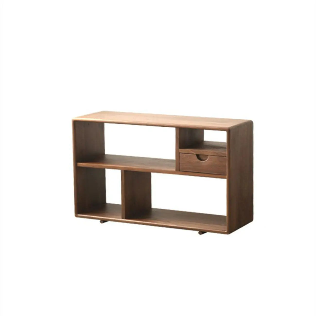 Walnut Wooden Open Shelving End Table for Living Room