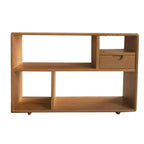 Walnut Wooden Open Shelving End Table for Living Room