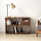 Walnut Wooden Open Shelving End Table for Living Room