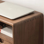 Walnut Wooden Open Shelving End Table for Living Room