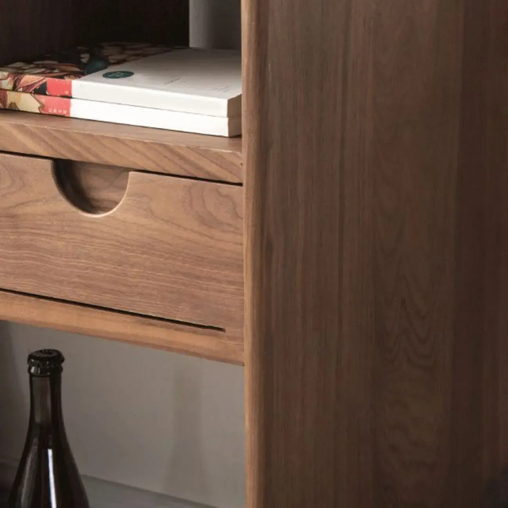 Walnut Wooden Open Shelving End Table for Living Room