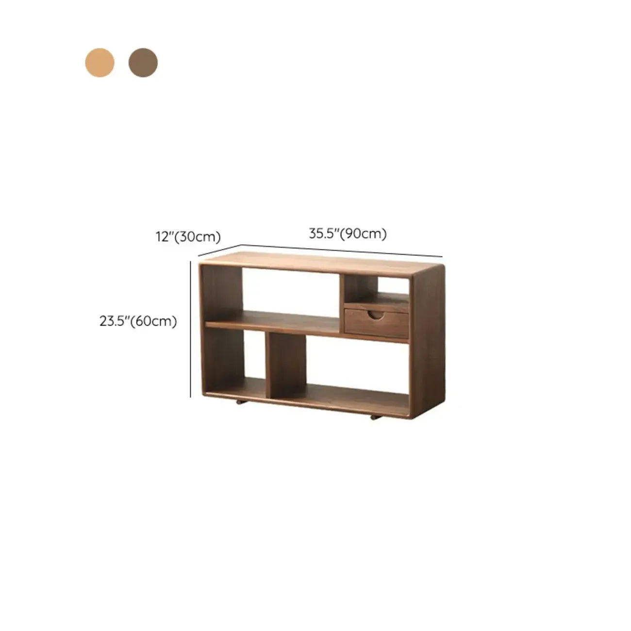 Walnut Wooden Open Shelving End Table for Living Room