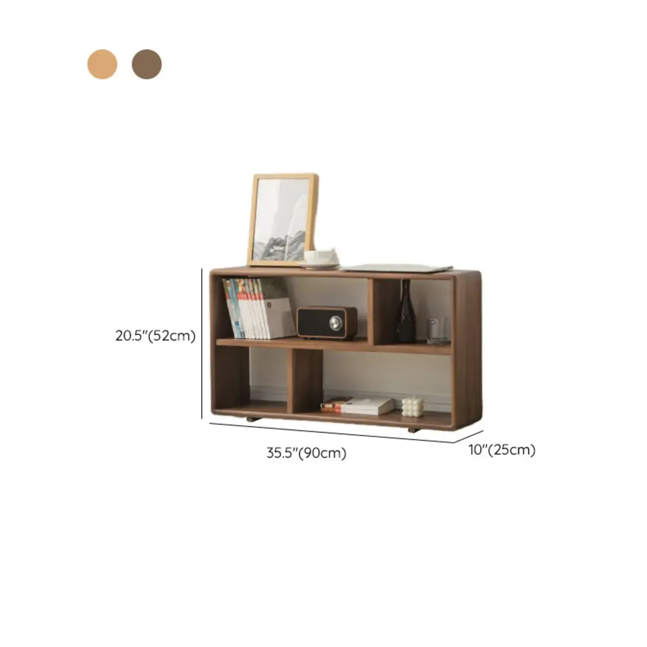 Walnut Wooden Open Shelving End Table for Living Room
