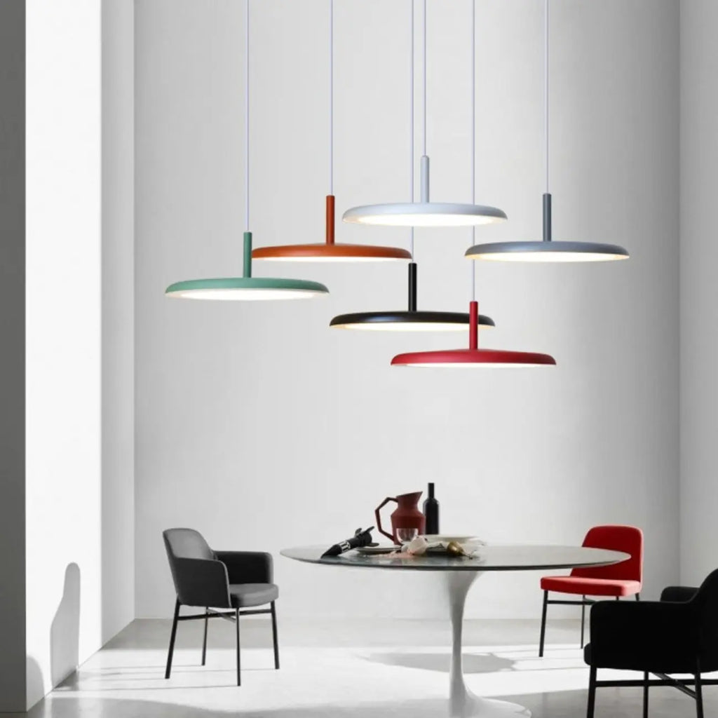 Modern Round LED Pendant Light Adjustable Length for Dining