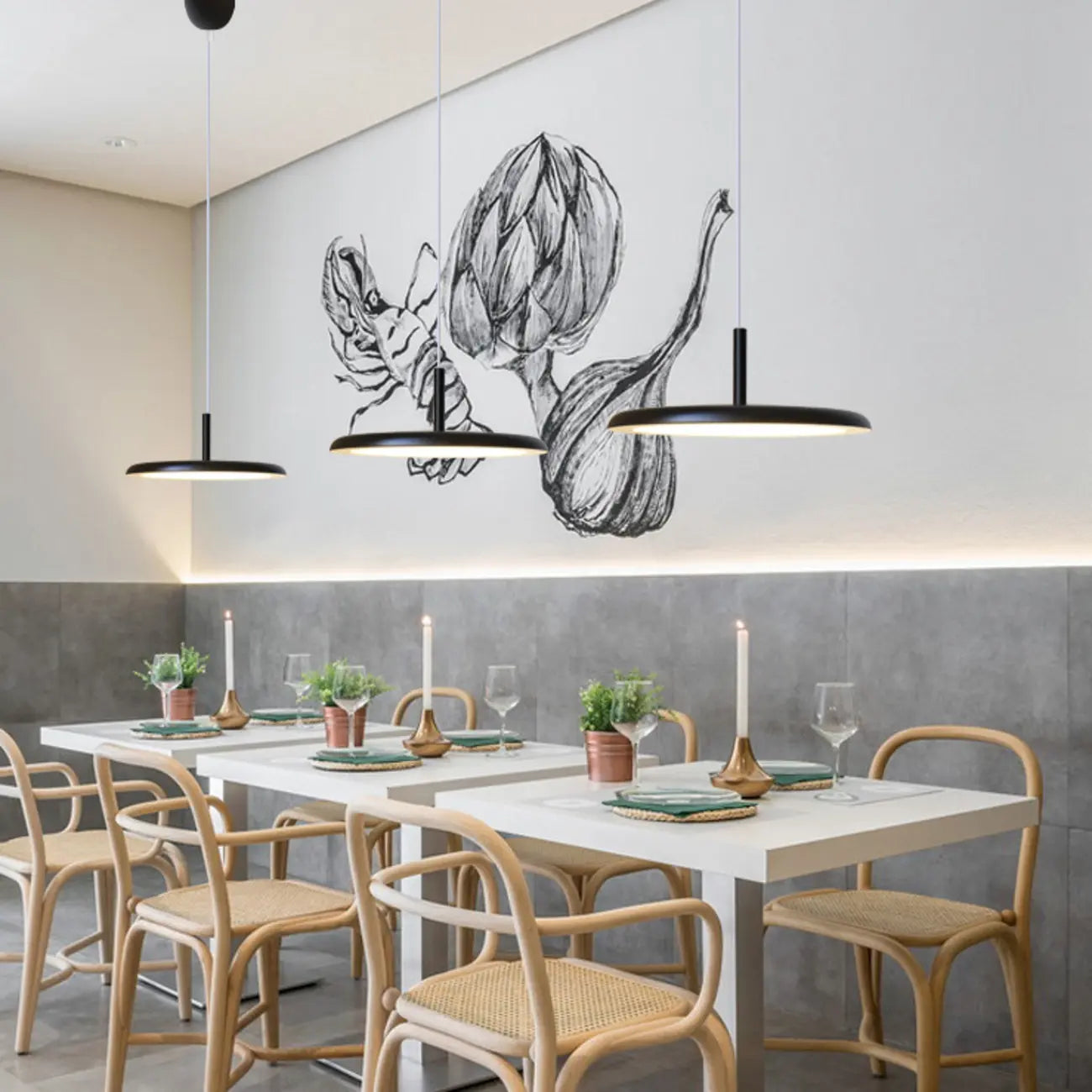 Modern Round LED Pendant Light Adjustable Length for Dining