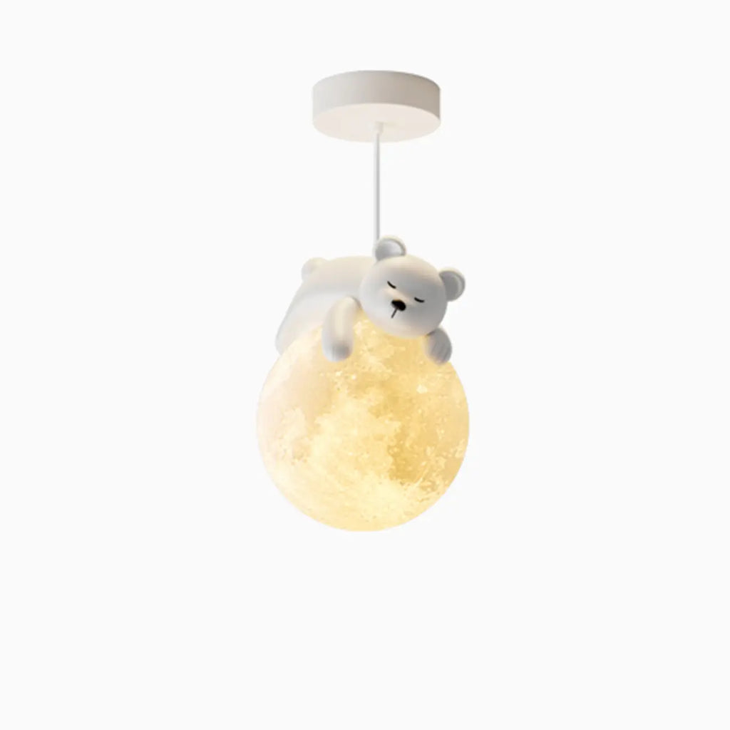 Cartoon Animal White Metal Acrylic Globe Pendant Light