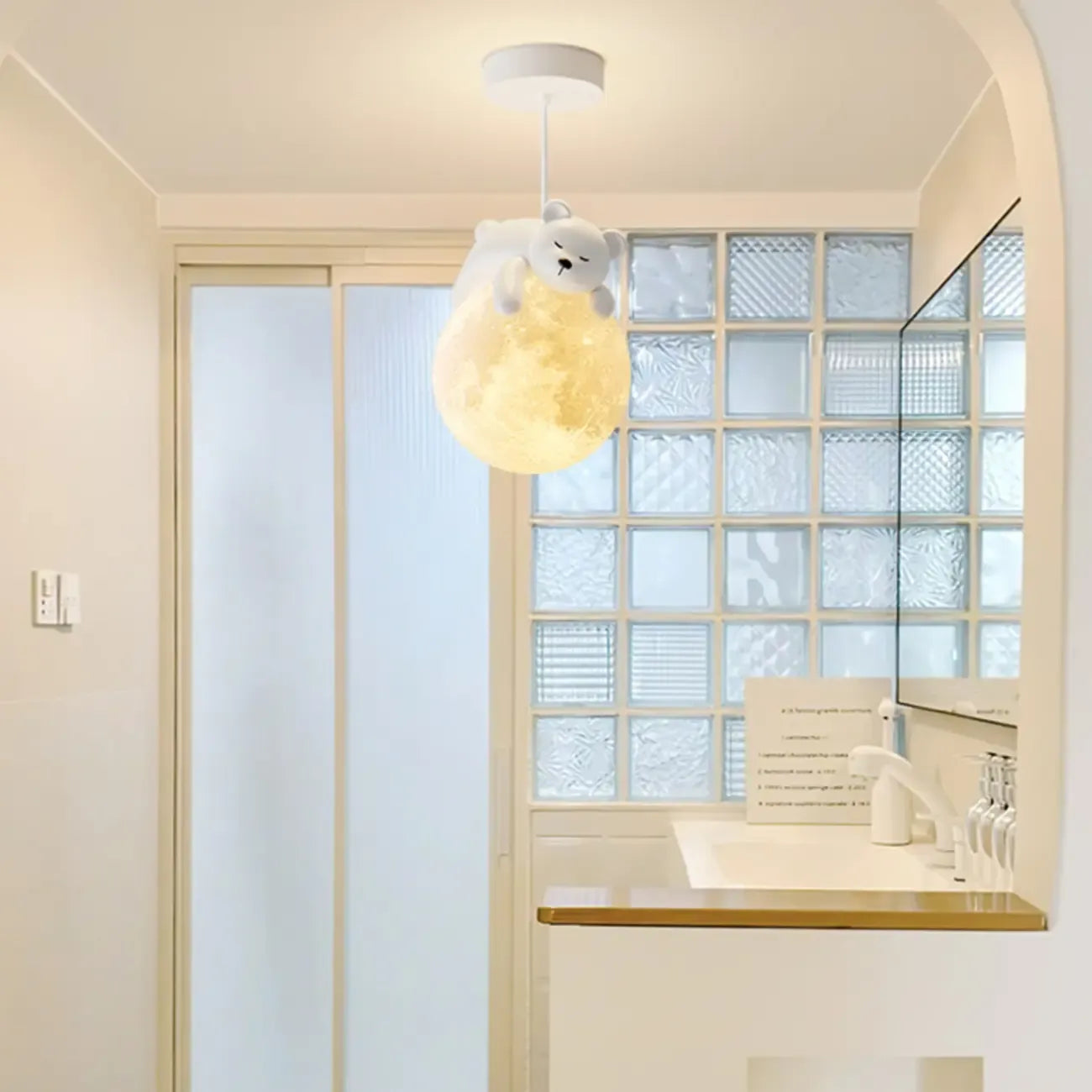 Cartoon Animal White Metal Acrylic Globe Pendant Light