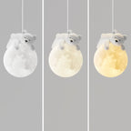 Cartoon Animal White Metal Acrylic Globe Pendant Light
