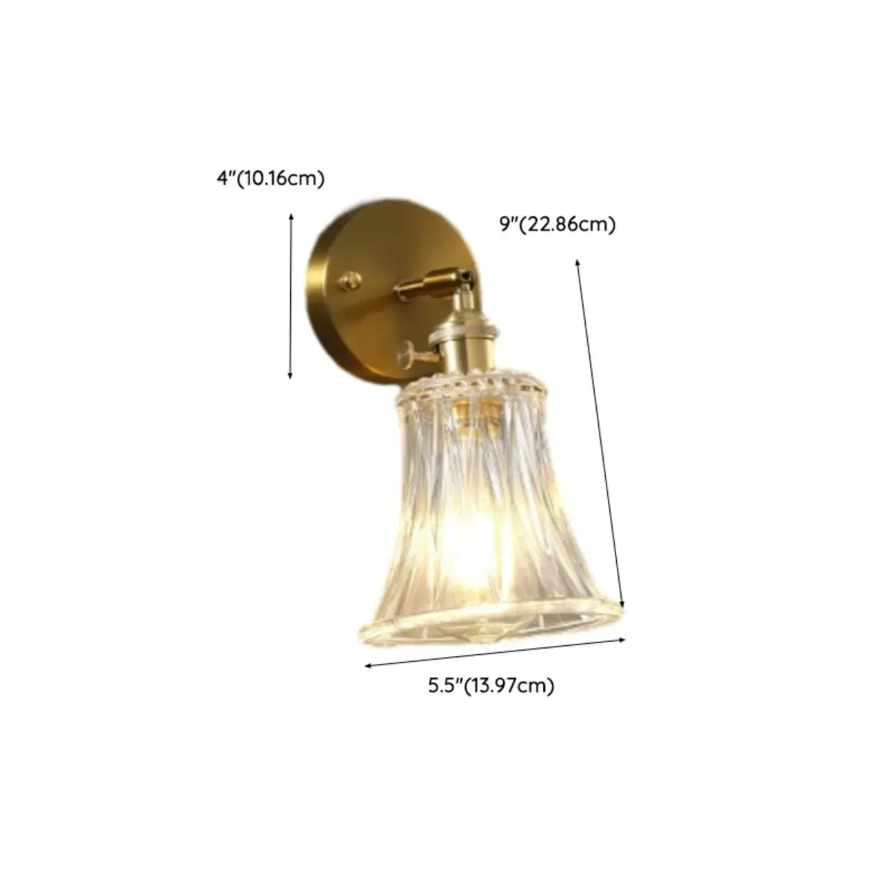 Art Deco Gold Transparent Glass Wall Sconce