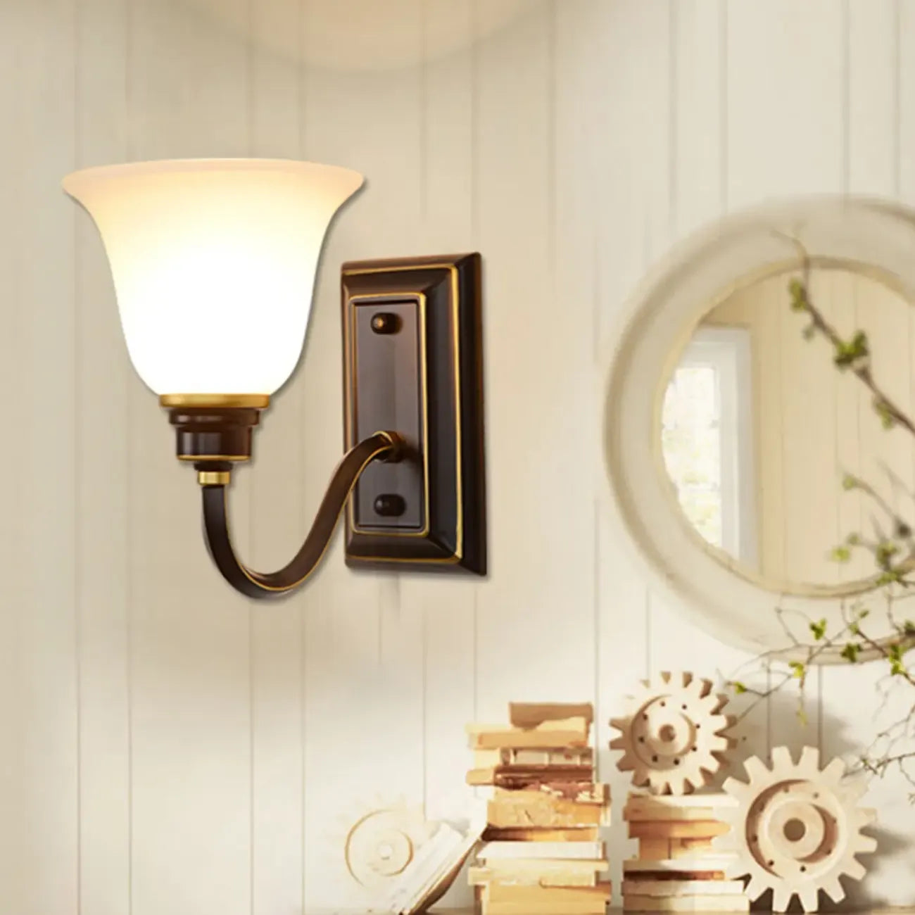 Classic Modern Bell Glass Wall Vanity Light for Bathroom