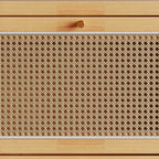 Bohemian Solid Wood Shoe Storage with Rattan Doors
