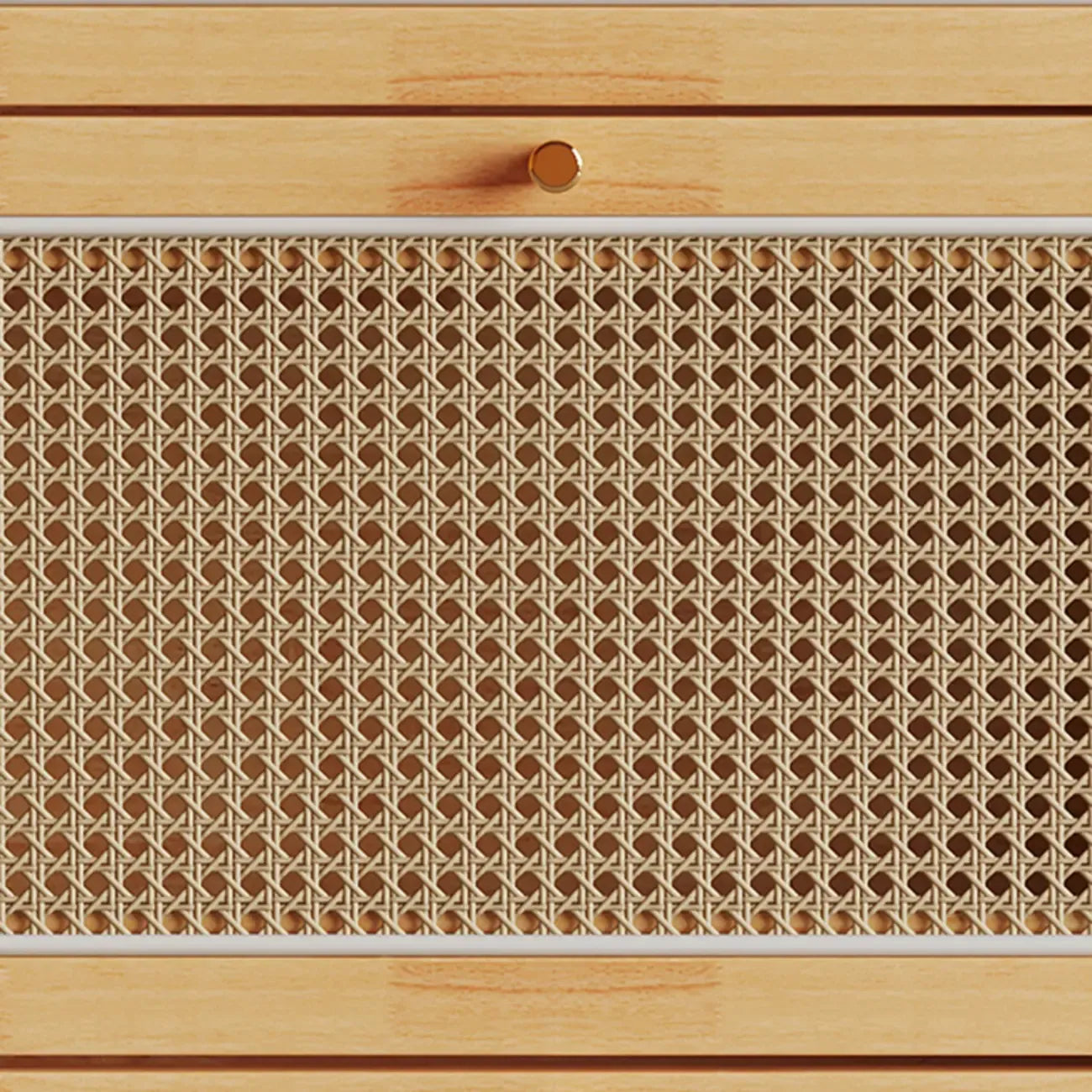 Bohemian Solid Wood Shoe Storage with Rattan Doors