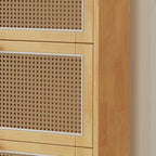 Bohemian Solid Wood Shoe Storage with Rattan Doors