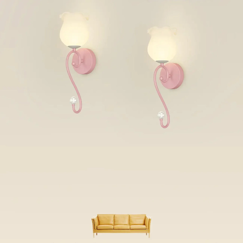 15 to 19 Inch Floral Wall Sconce with Glass Shade for Bedroom