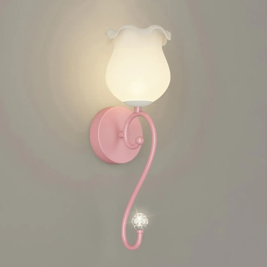 15 to 19 Inch Floral Wall Sconce with Glass Shade for Bedroom