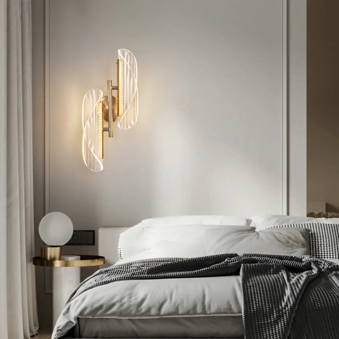 Art Deco Gold Metal and Acrylic LED Wall Sconce