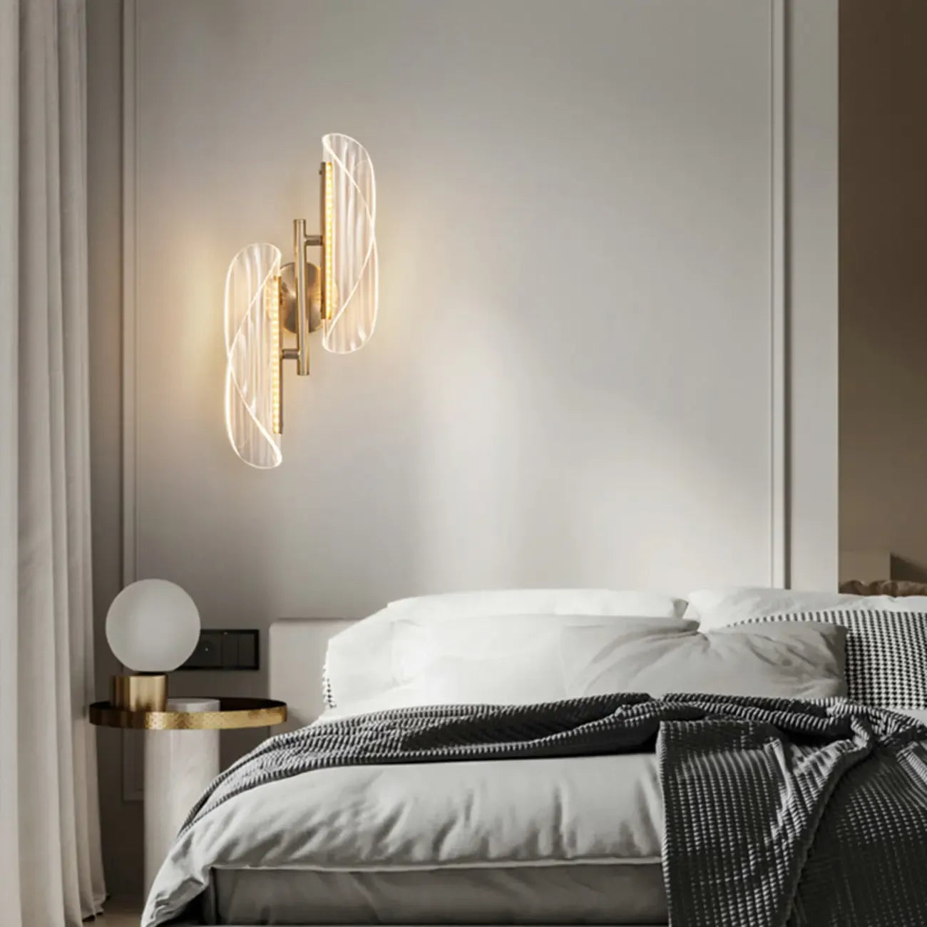 Art Deco Gold Metal and Acrylic LED Wall Sconce