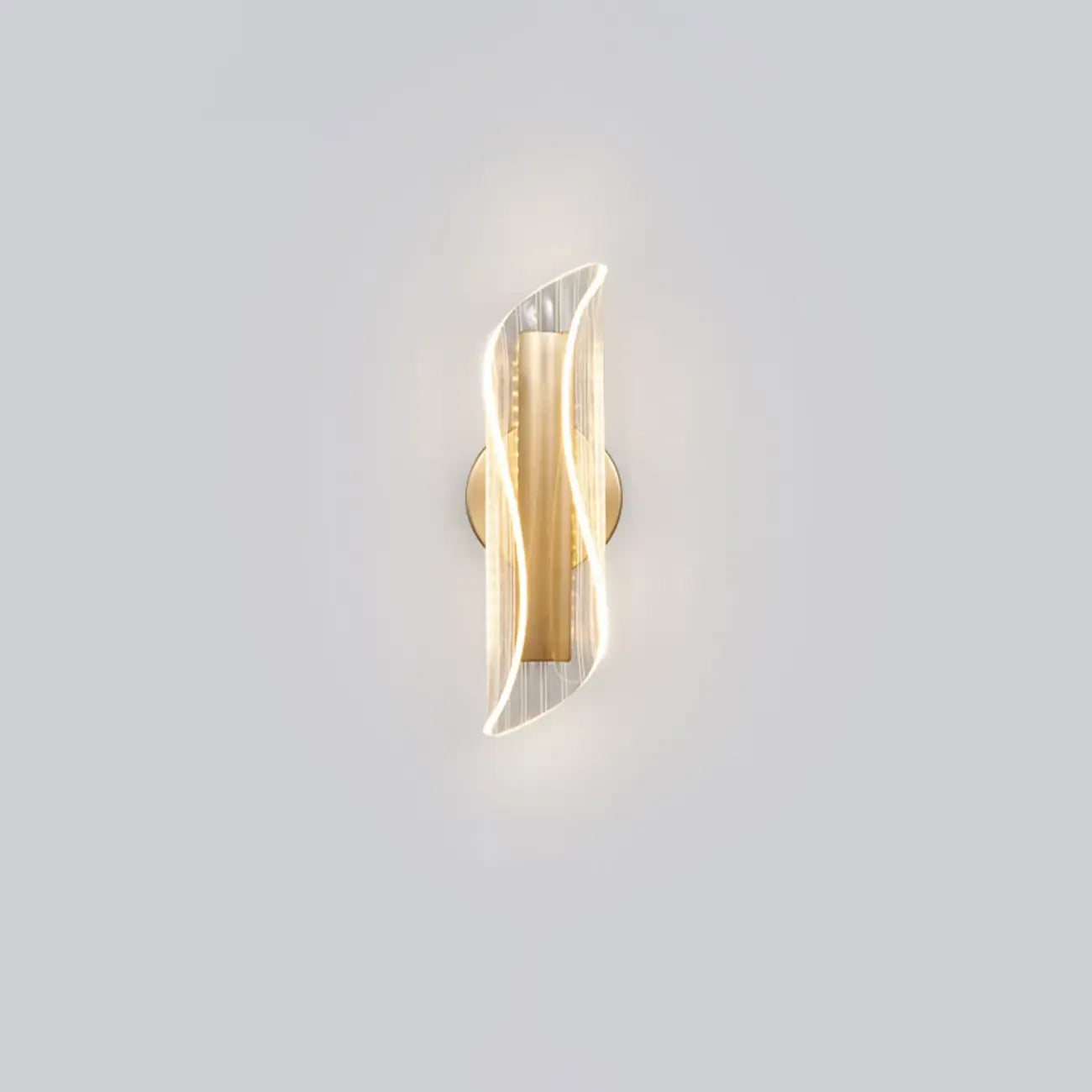 Art Deco Gold Metal and Acrylic LED Wall Sconce