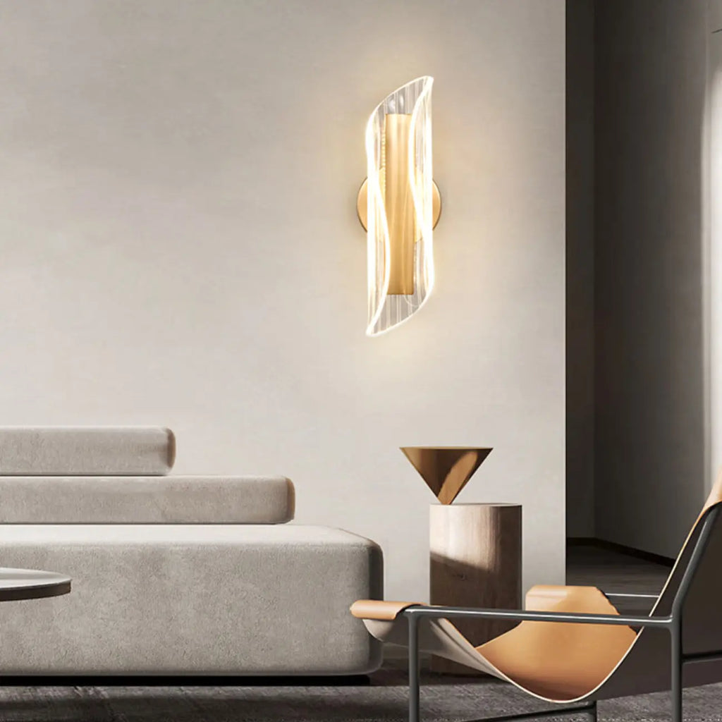 Art Deco Gold Metal and Acrylic LED Wall Sconce